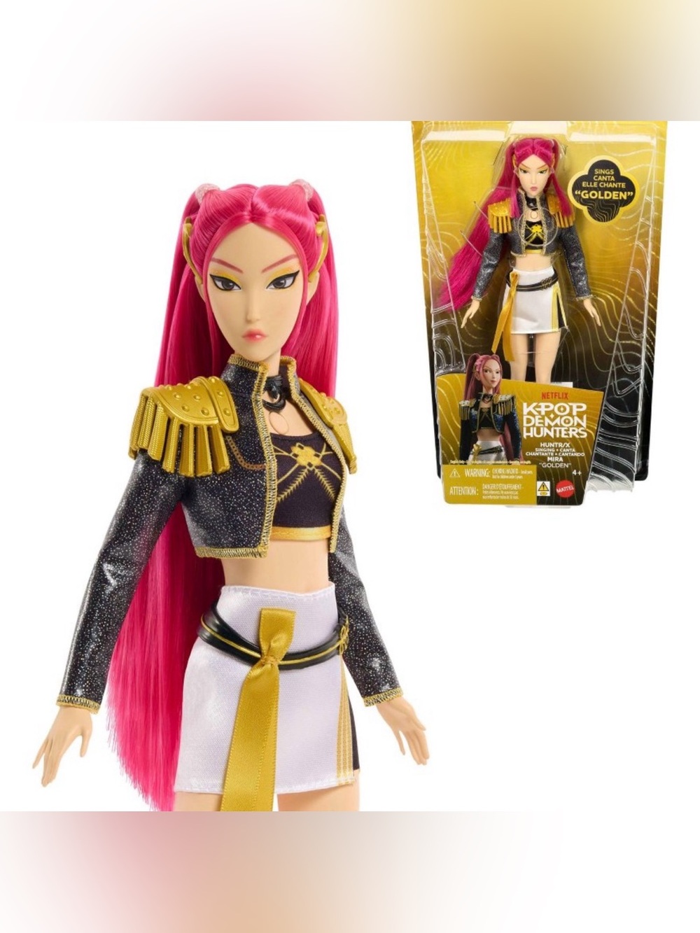 KPop Demon Hunters HUNTR/X Mira Golden Singing Doll in Removable Outfit